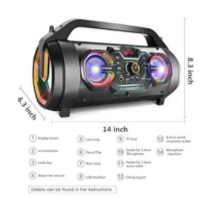 Altavoces Bluetooth boombox Bluetooth portátil de 30 W_5