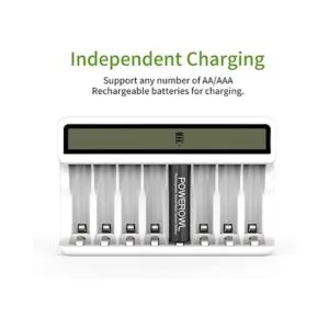 POWEROWL Cargador de batería AA AAA de 8 bahías con_4