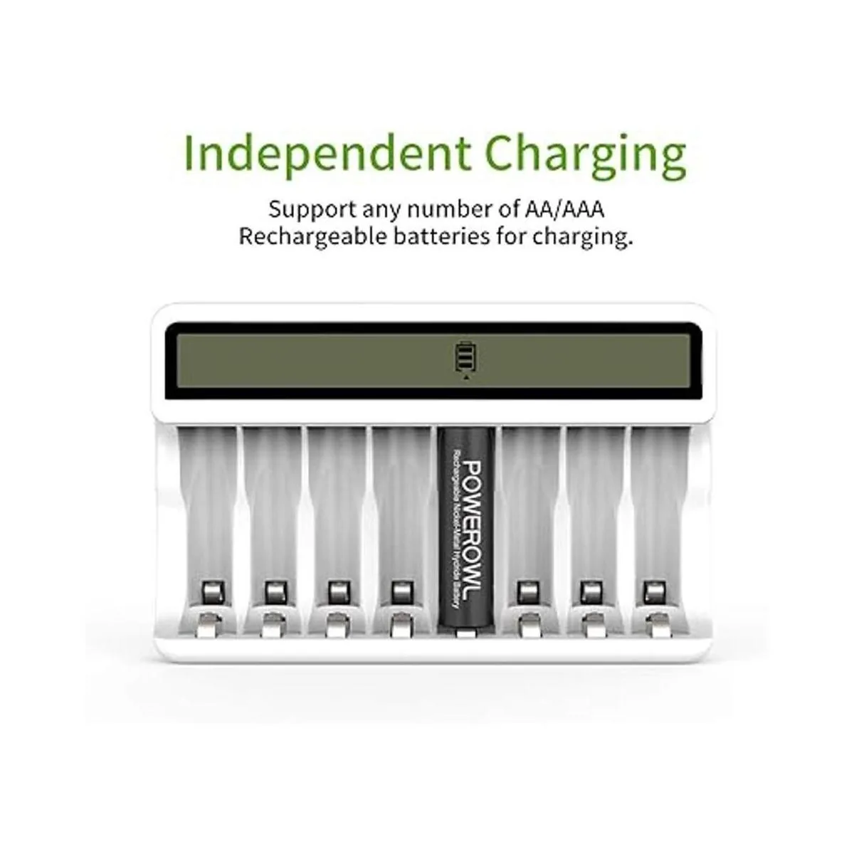 POWEROWL Cargador de batería AA AAA de 8 bahías con_4