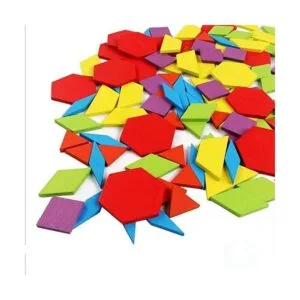 Juego de 155 bloques de patrón de madera geométrico_2