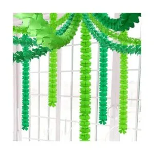 Guirnalda de hojas de papel de seda verde para San