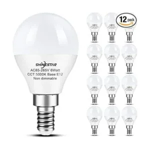 SHINESTAR Paquete de 12 bombillas LED E12 para ventilador_1