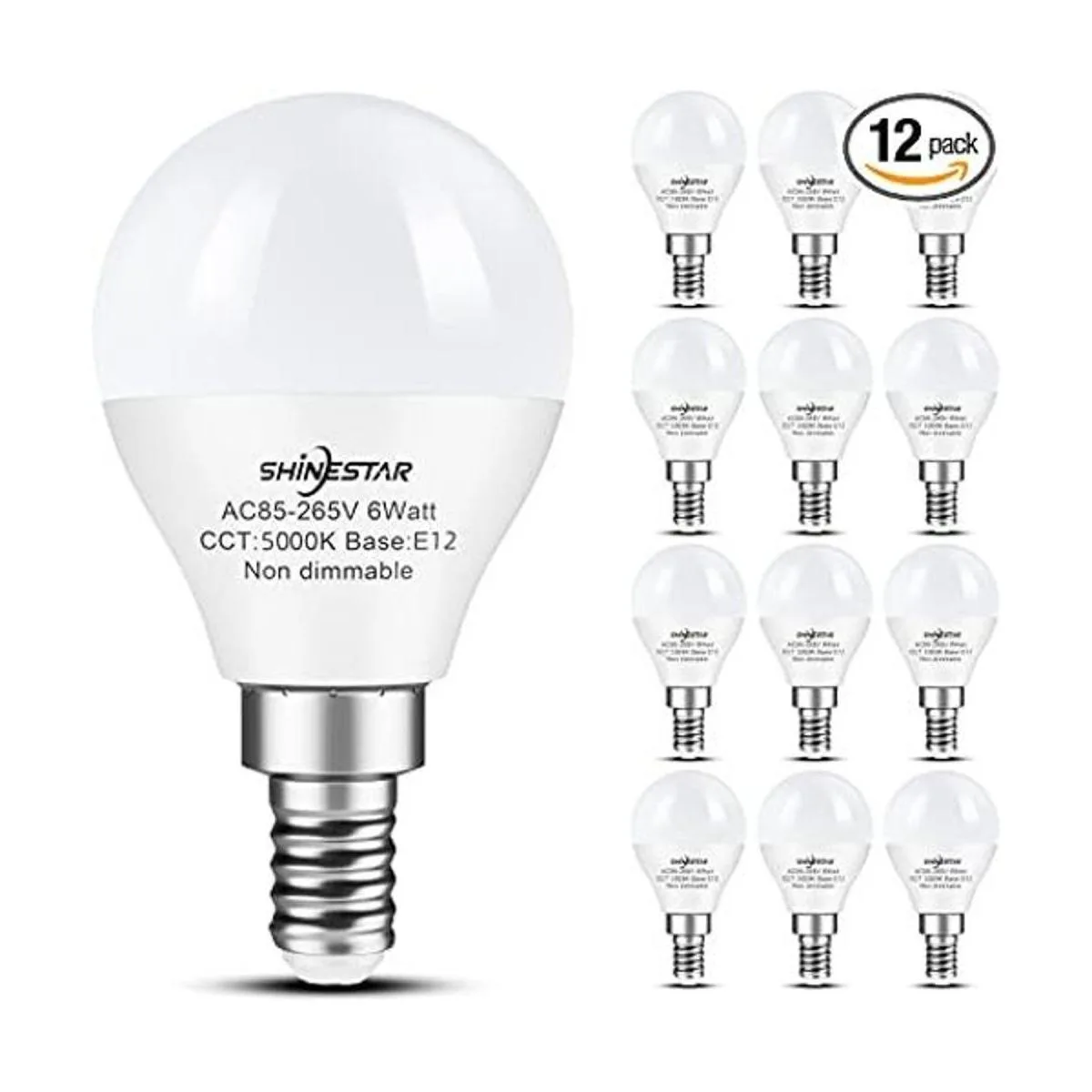SHINESTAR Paquete de 12 bombillas LED E12 para ventilador_1