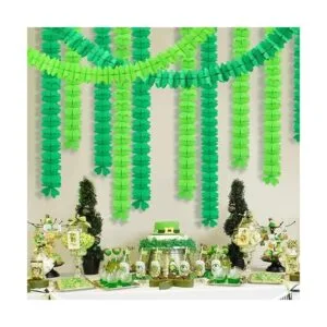 Guirnalda de hojas de papel de seda verde para San