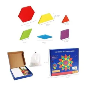 Juego de 155 bloques de patrón de madera geométrico_6
