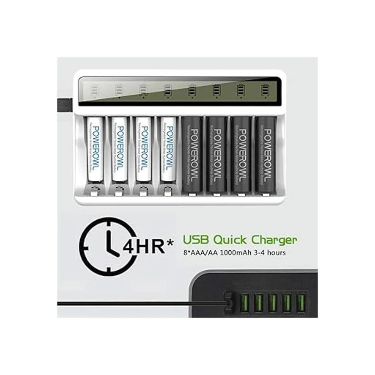 POWEROWL Cargador de batería AA AAA de 8 bahías con_3
