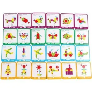 Juego de 155 bloques de patrón de madera geométrico_5