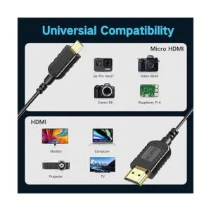 Cable micro HDMI a HDMI ultra fino flexible de 2 pies para_4