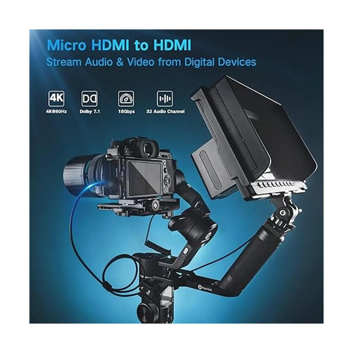 Cable micro HDMI a HDMI ultra fino flexible de 2 pies para_6