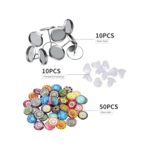 Cabujones de cristal impresos 50 piezas de 18 estilos de