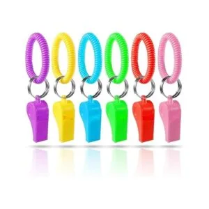 PRLOSO 24 pulseras de silbato con llavero para niños de_2