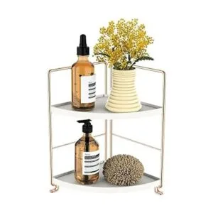 Organizador de encimera de baño de 2 niveles bandeja de