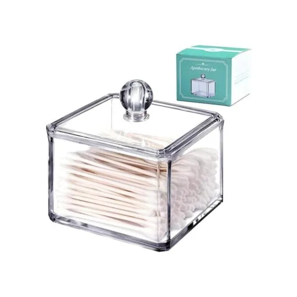 Moderno soporte cuadrado Qtip acrílico para tocador de