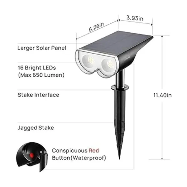 Consciot Luces solares para exteriores 16 LED IP67_2