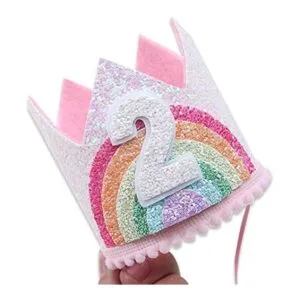 Corona de cumpleaños para niña arcoíris sombrero de_4