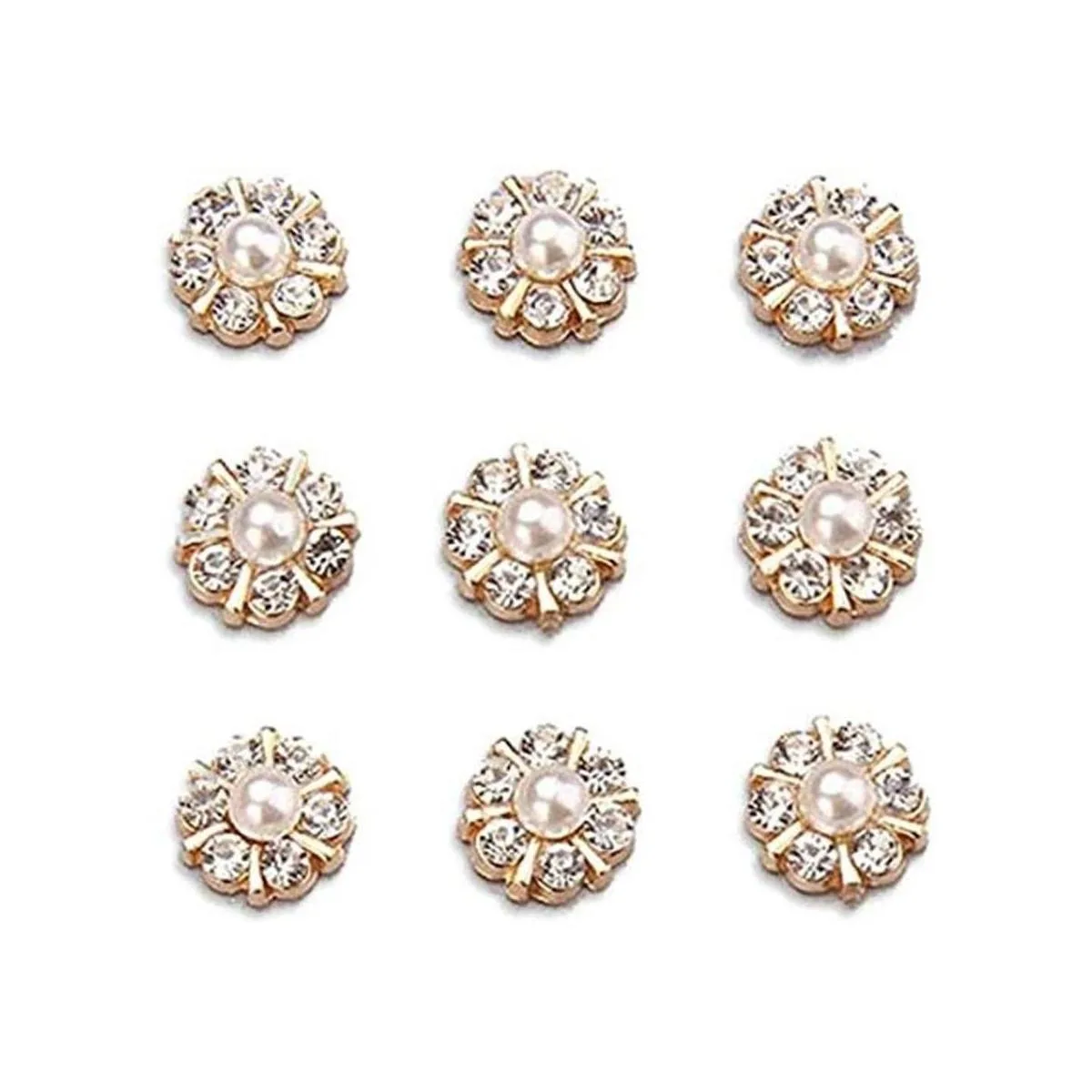 Juego de 50 piezas de botones de perlas de diamantes de_1