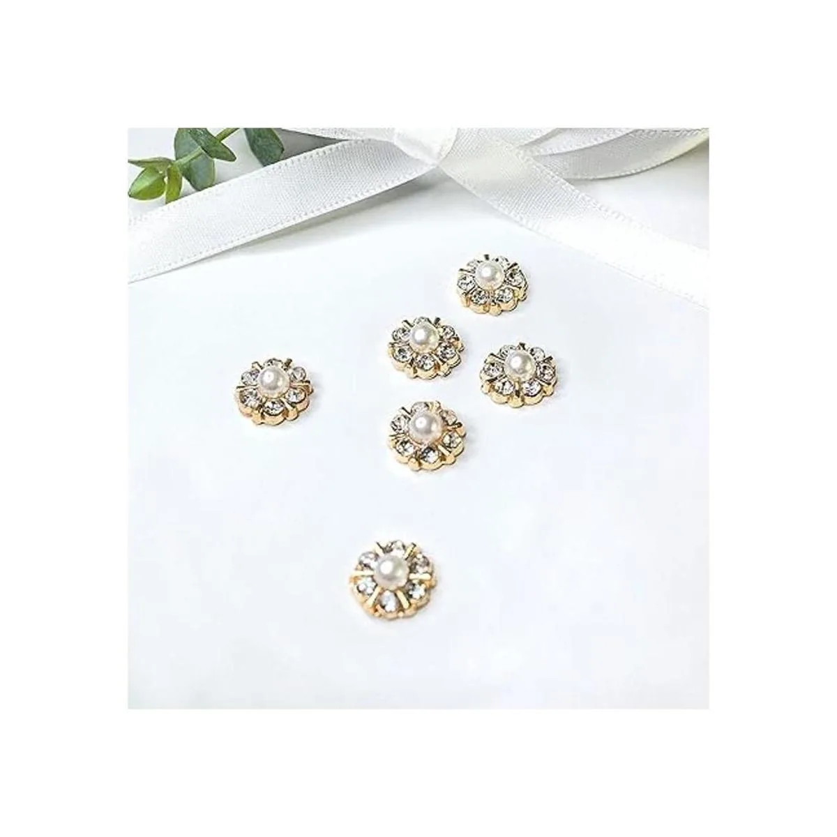 Juego de 50 piezas de botones de perlas de diamantes de_6