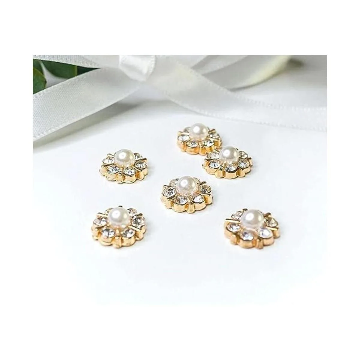 Juego de 50 piezas de botones de perlas de diamantes de_5