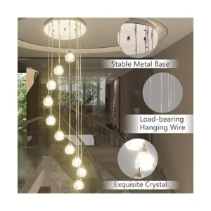 Maxax Lámpara de techo de cristal de 10 luces lámpara_2