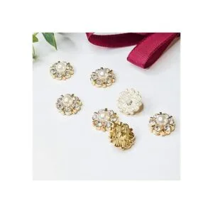 Juego de 50 piezas de botones de perlas de diamantes de_4