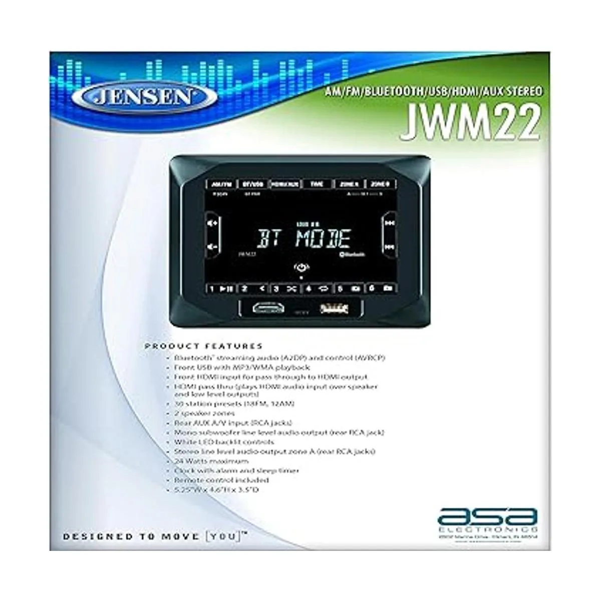Jensen JWM22 Zonas de 2 altavoces AMFMBTHDMIAUX Cube_2