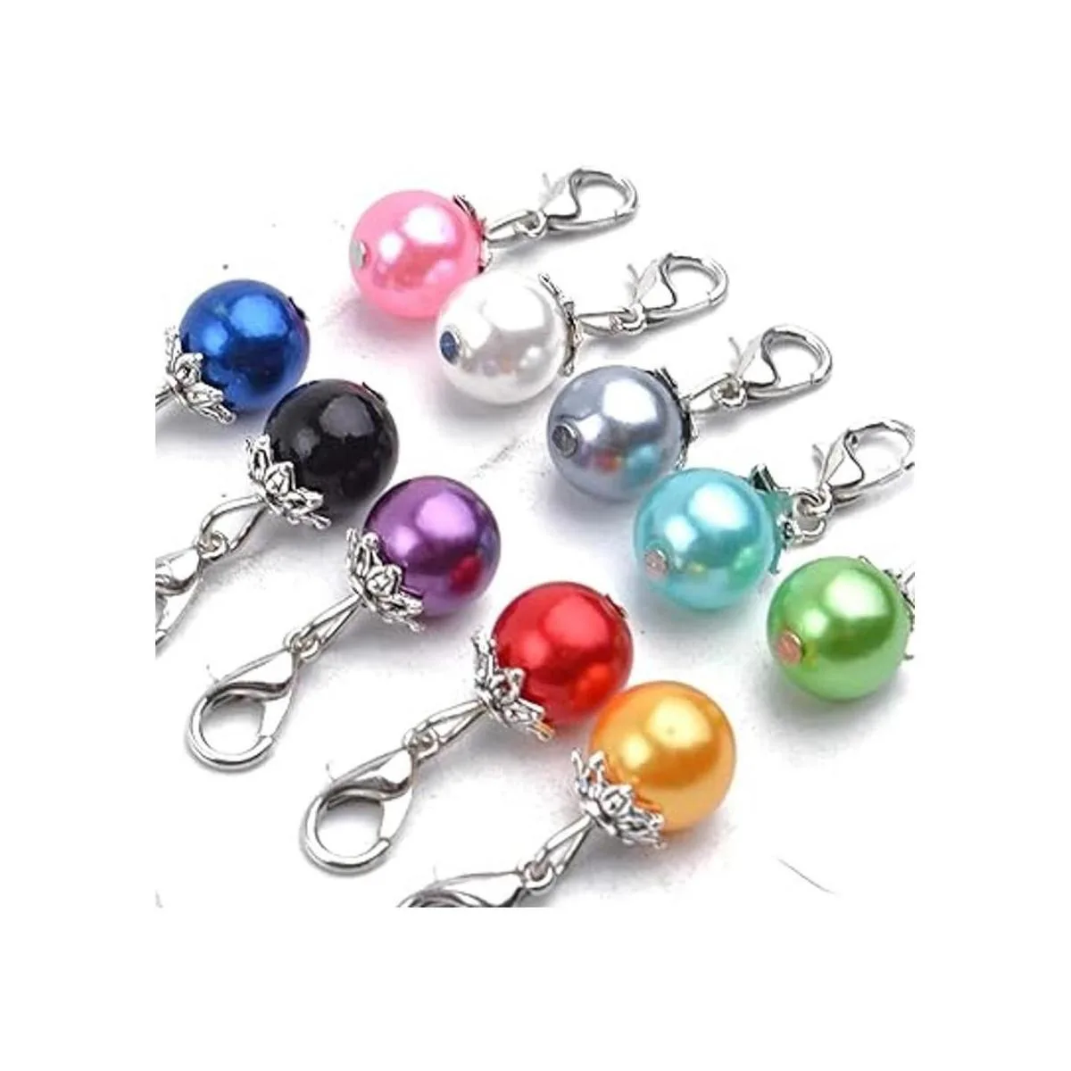 20 colgantes de perlas de colores con cierre de langosta