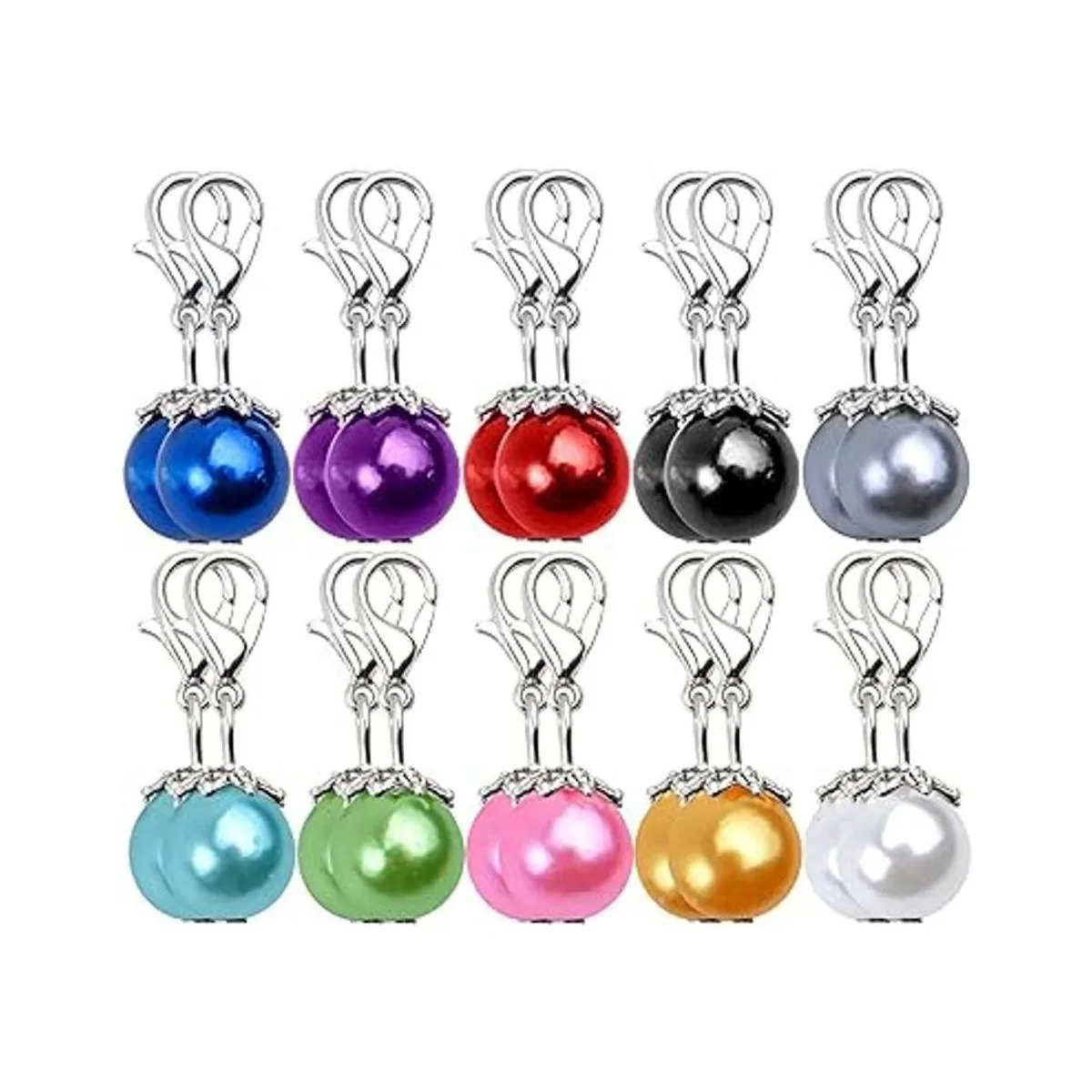 20 colgantes de perlas de colores con cierre de langosta