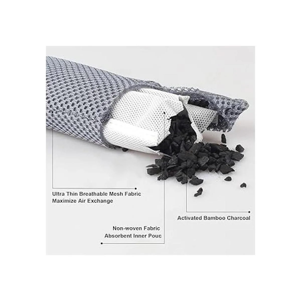 Paquete de 12 bolsas desodorantes de zapatos de carbón_3