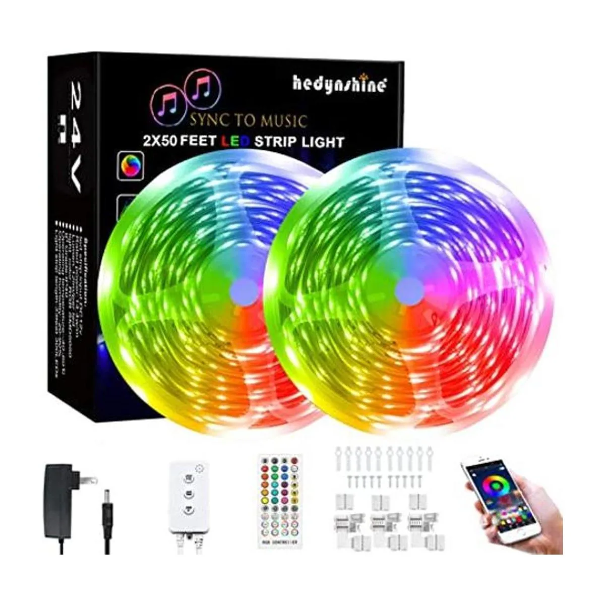 Hedynshine Tira de luces LED inteligentes de 100 ft con_1