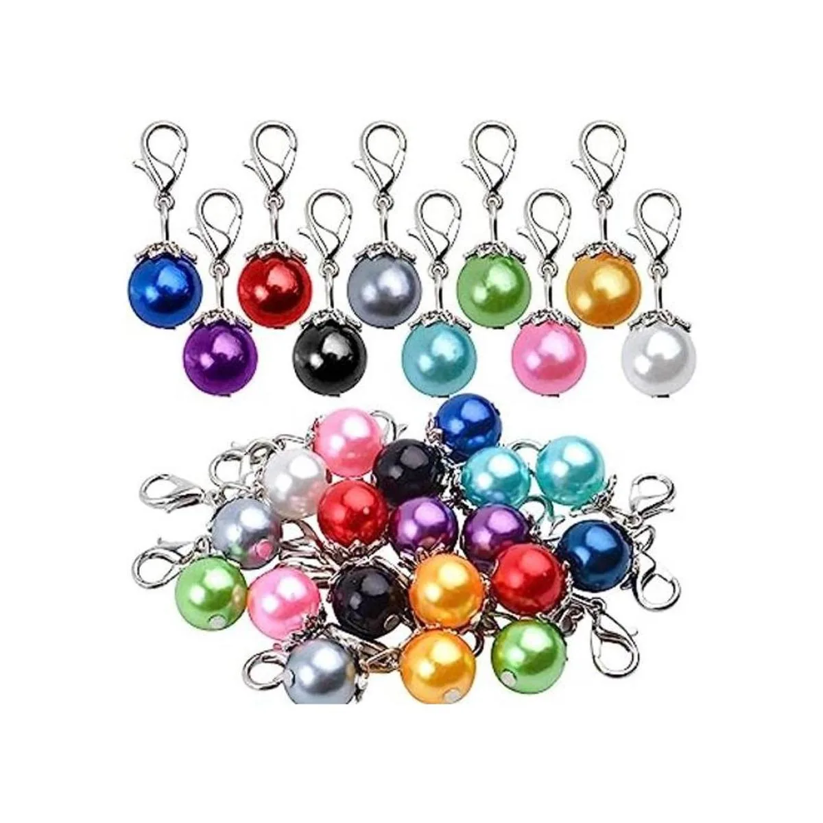 20 colgantes de perlas de colores con cierre de langosta