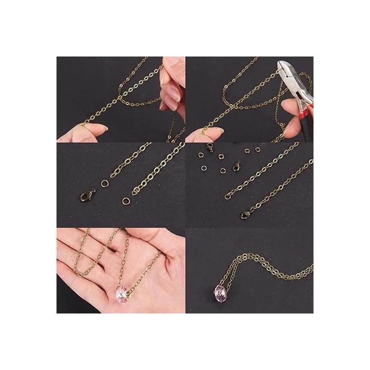 SUNNYCLUE DIY Cadena de eslabones de bronce antiguo de 33