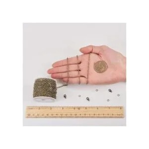 SUNNYCLUE DIY Cadena de eslabones de bronce antiguo de 33