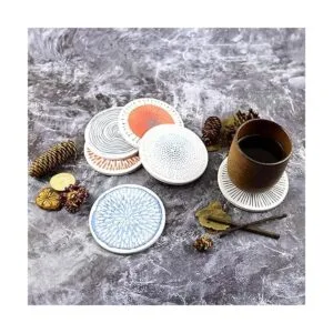 AD Juego de 6 posavasos con soporte para bebidas que_3