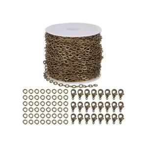 SUNNYCLUE DIY Cadena de eslabones de bronce antiguo de 33