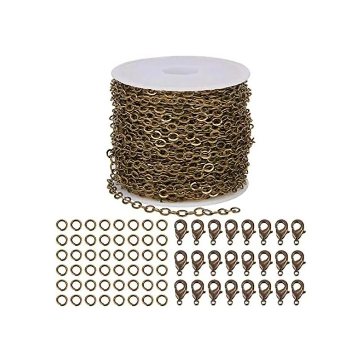 SUNNYCLUE DIY Cadena de eslabones de bronce antiguo de 33