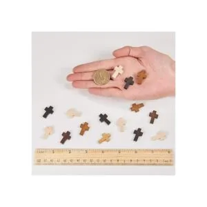 SUNNYCLUE 1 caja de 60 colgantes de cruz de madera de 5_3
