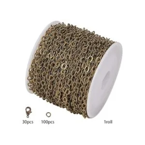 SUNNYCLUE DIY Cadena de eslabones de bronce antiguo de 33