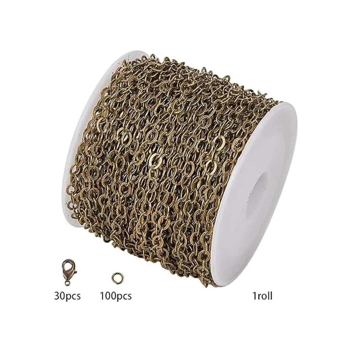 SUNNYCLUE DIY Cadena de eslabones de bronce antiguo de 33