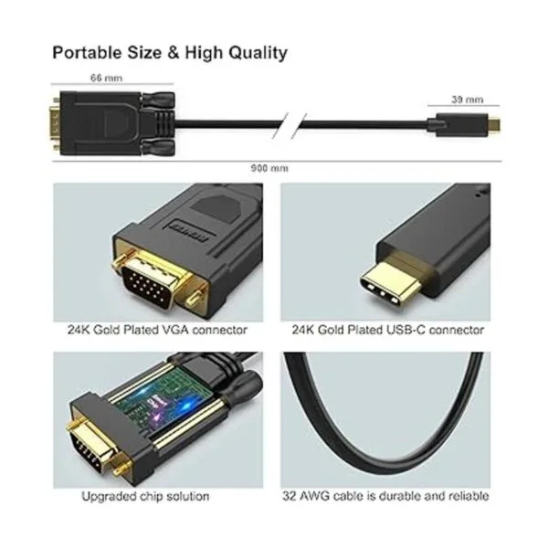 Cable USB C a VGA cable USB tipo C a VGA de Benfei_6