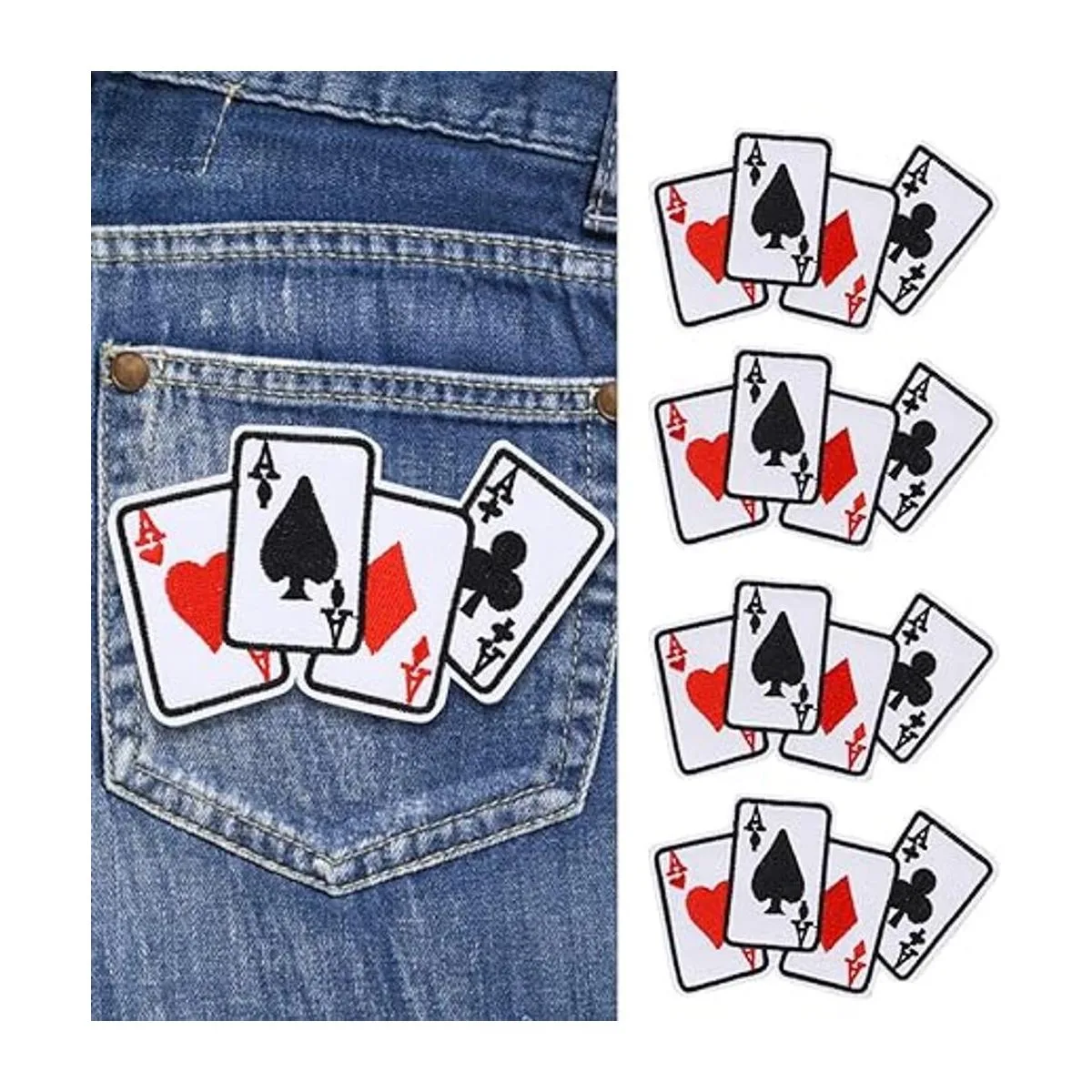 5 parches de reparación de costura parche de póker Ace