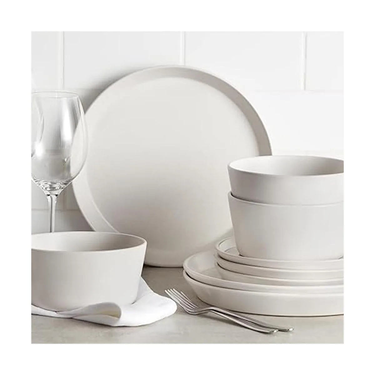 Stone Lain Juego de vajilla de cerámica Blanco Snow_2