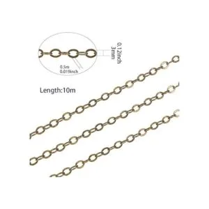 SUNNYCLUE DIY Cadena de eslabones de bronce antiguo de 33