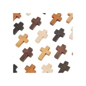 SUNNYCLUE 1 caja de 60 colgantes de cruz de madera de 5_4