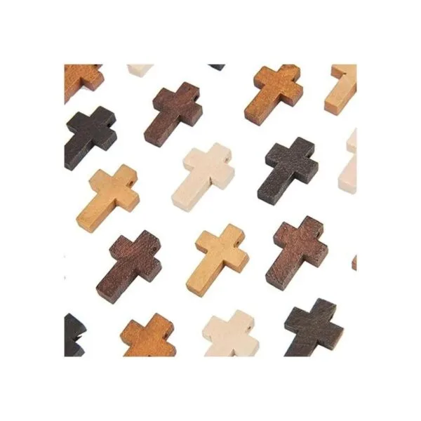 SUNNYCLUE 1 caja de 60 colgantes de cruz de madera de 5_4