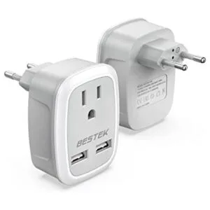 BESTEK Paquete de 2 adaptadores de enchufe de viaje_1