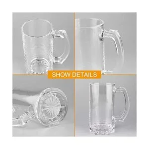 Juego de tazas de cerveza tazas de vidrio con asa de 16