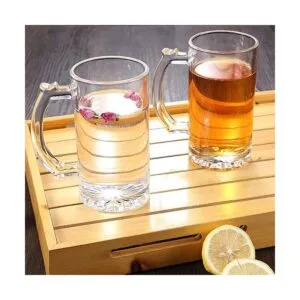 Juego de tazas de cerveza tazas de vidrio con asa de 16