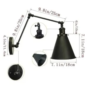 Aplique de pared industrial negro con ángulo de brazo_4