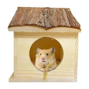 Hamiledyi Casa de madera para hámster hecha a mano