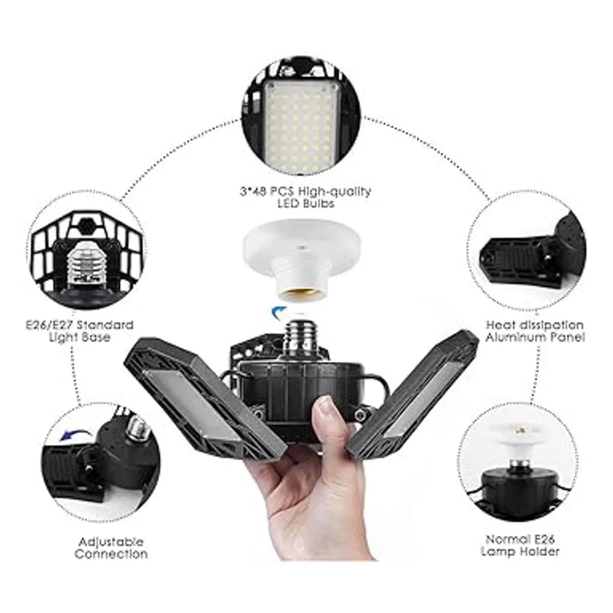 Luz LED de garaje 6000 lúmenes 6500 K luz diurna de 60_3